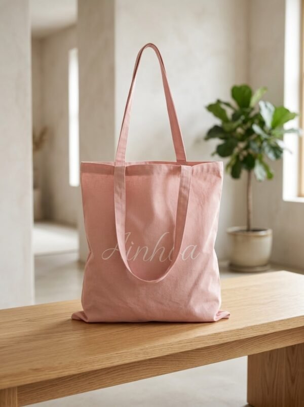 Pink_canvas_tote_bag_photographed_20261015205737 Bolso para libros o trabajo personalizado